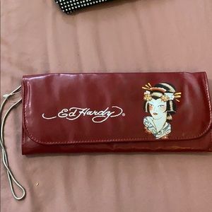 Ed hardy clutch maroon color